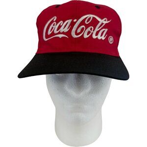 Vintage Coca Cola Snapback Hat Made In Hong Kong Red Black 90s Advertising Cap